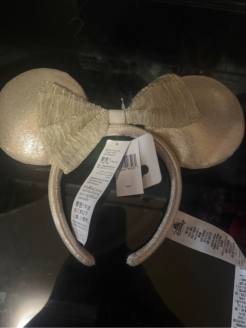 Disney Metallic Gold Minnie Mouse Ear Headband with Bow